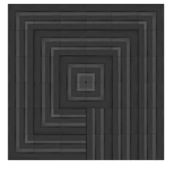 Set Di 36 Piastrelle Geometrie D’Ombra In Ceramica Nero Carbone Composizione Motivo A Linee E Quadrato