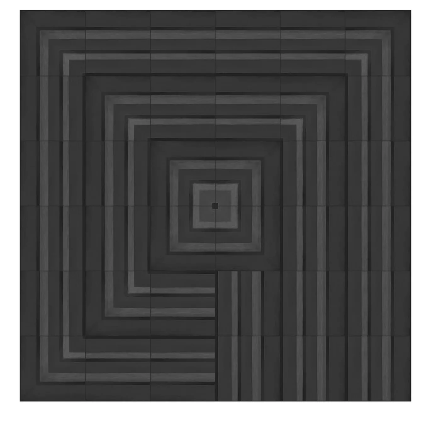 Set Di 36 Piastrelle Geometrie D’Ombra In Ceramica Nero Carbone Composizione Motivo A Linee E Quadrato