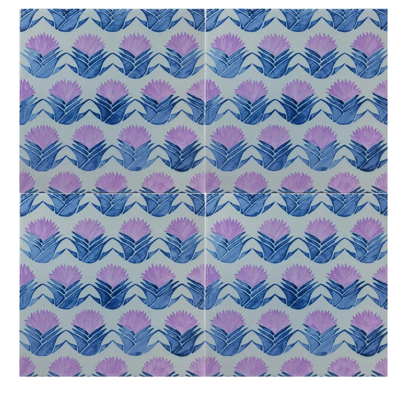 Set di 4 piastrelle Kimeya Cardo Lilac di Vincenzo Messina