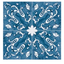 Set di 25 piastrelle Lobra Turchese Collezione Fiori Scuri