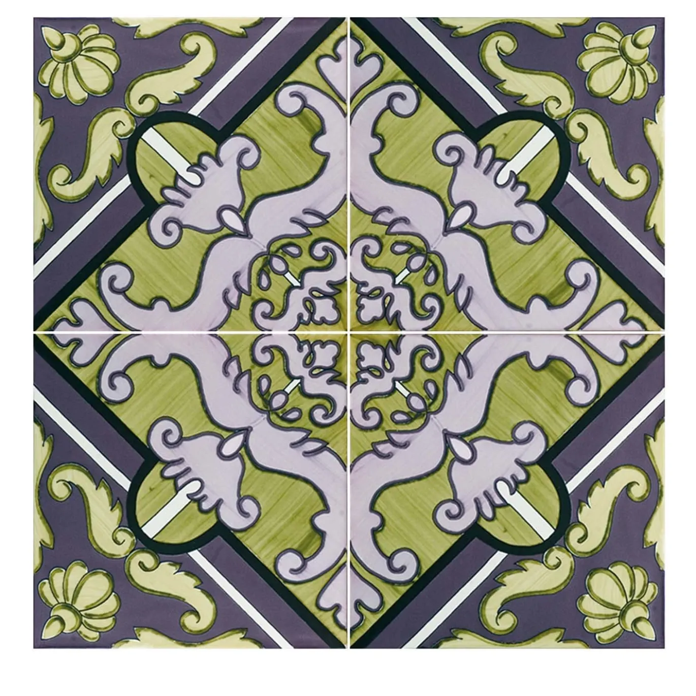 Set di 25 piastrelle Pastena Collezione Fiori Scuri