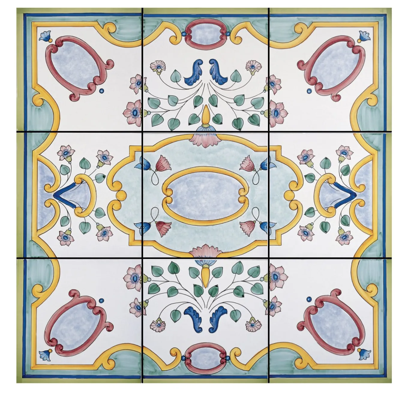 Set di 9 piastrelle Rosone Albori