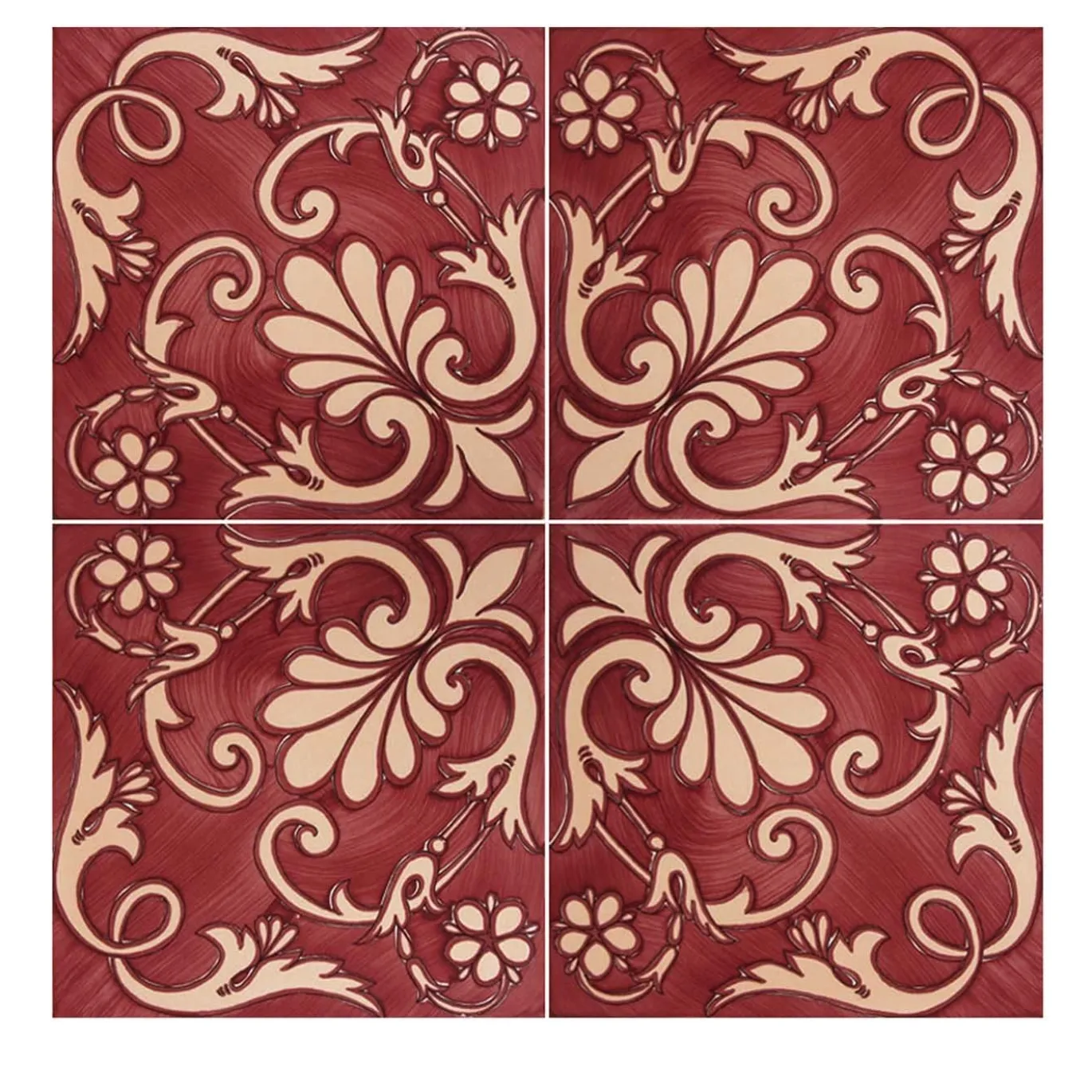 Set di 25 piastrelle rosse Ieranto Collezione Fiori Scuri