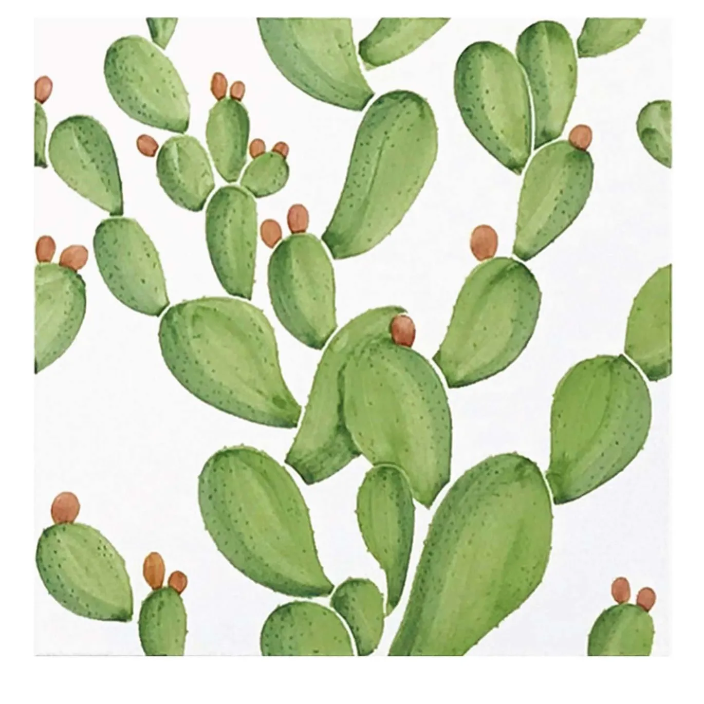 Set di 4 piastrelle Verde Verticale Cactus