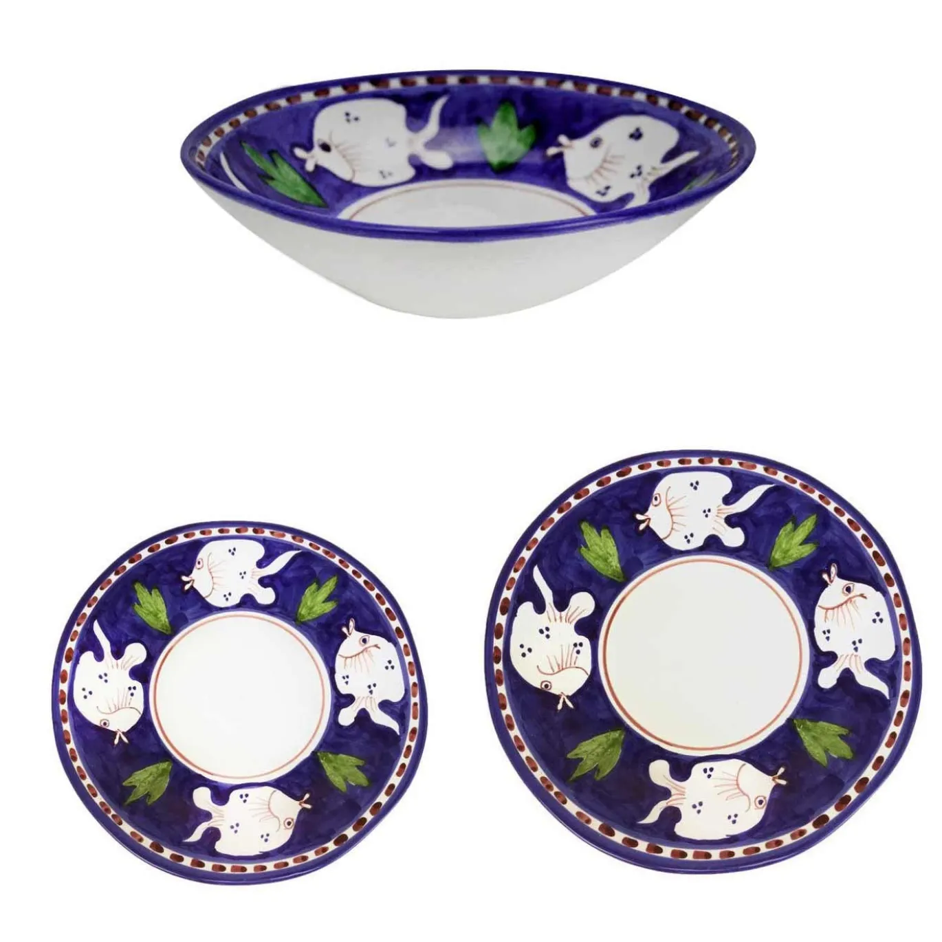 Set di piatti blu Poseidon da 18 pezzi