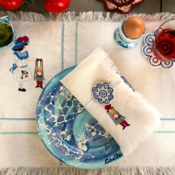 Set di 4 piatti da cena in ceramica con motivo in marmo blu