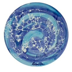 Set di 4 piatti da cena in ceramica con motivo in marmo blu