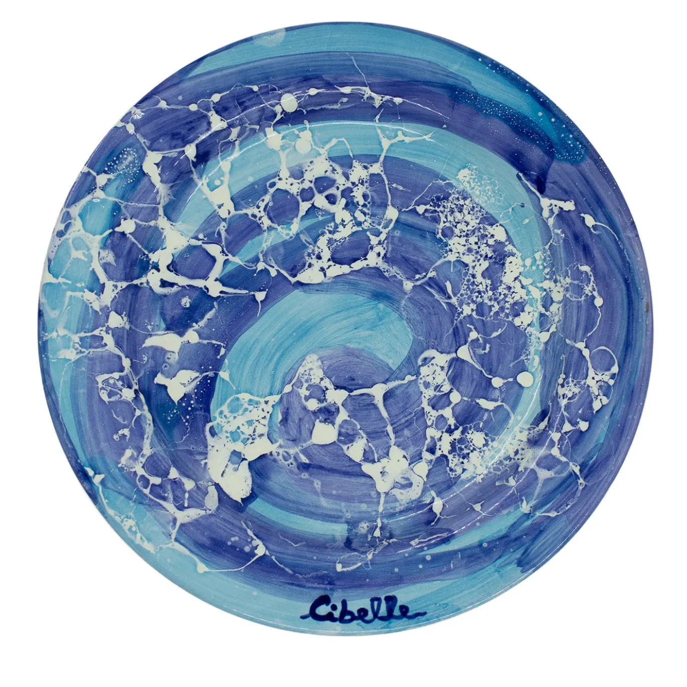 Set di 4 piatti da cena in ceramica con motivo in marmo blu