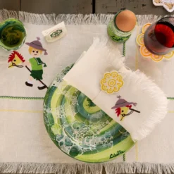 Set di 4 piatti da cena in ceramica con motivo in marmo verde