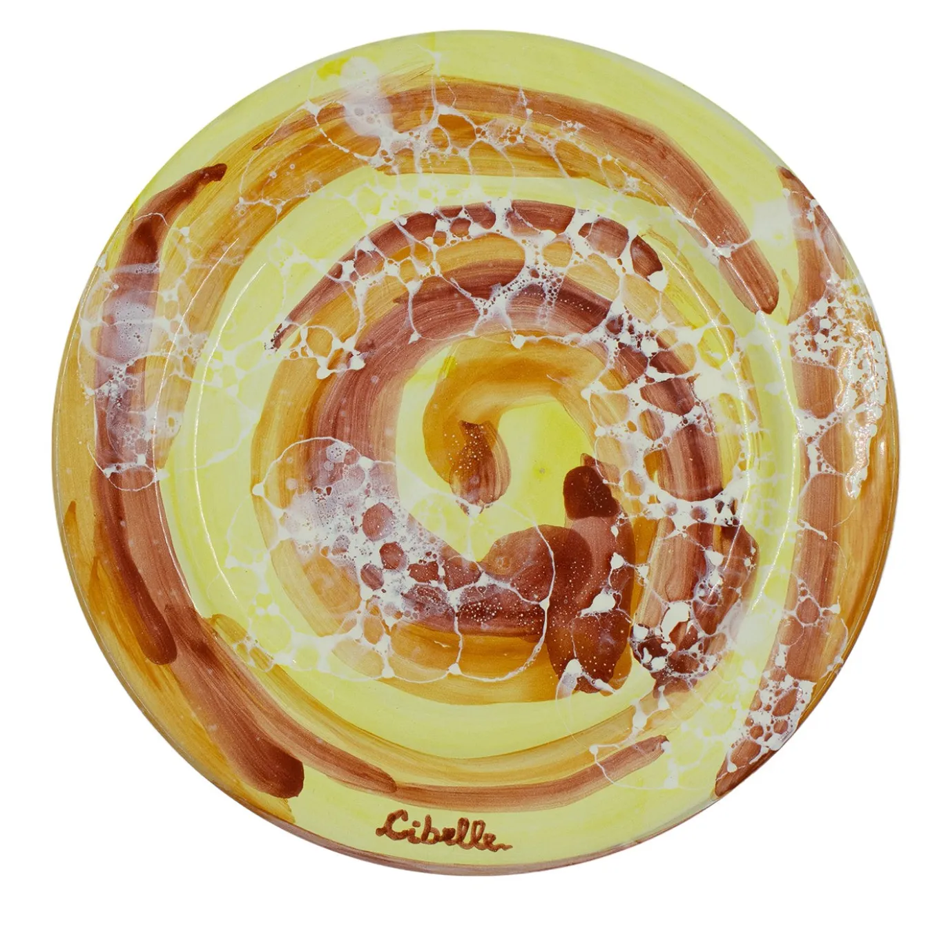 Set di 4 piatti da cena in ceramica con motivo in marmo giallo
