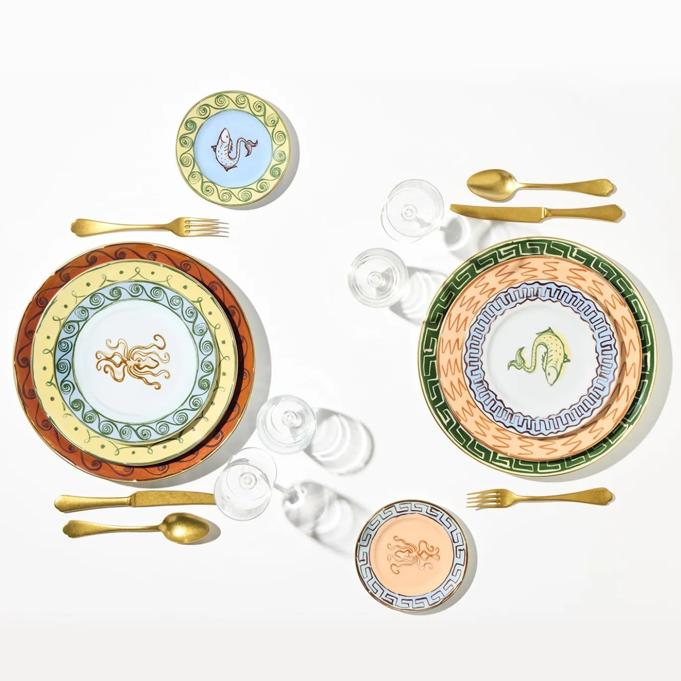 Set di 6 piatti da cena in terracotta Il Viaggio di Nettuno