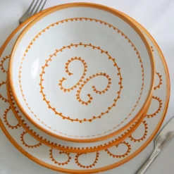 Set di 4 piatti da dessert in ceramica arancione Luminaria