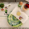 Set di 4 piatti da dessert in ceramica con motivo in marmo verde