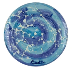 Set di 4 piatti da dessert in ceramica con motivo blu marmorizzato