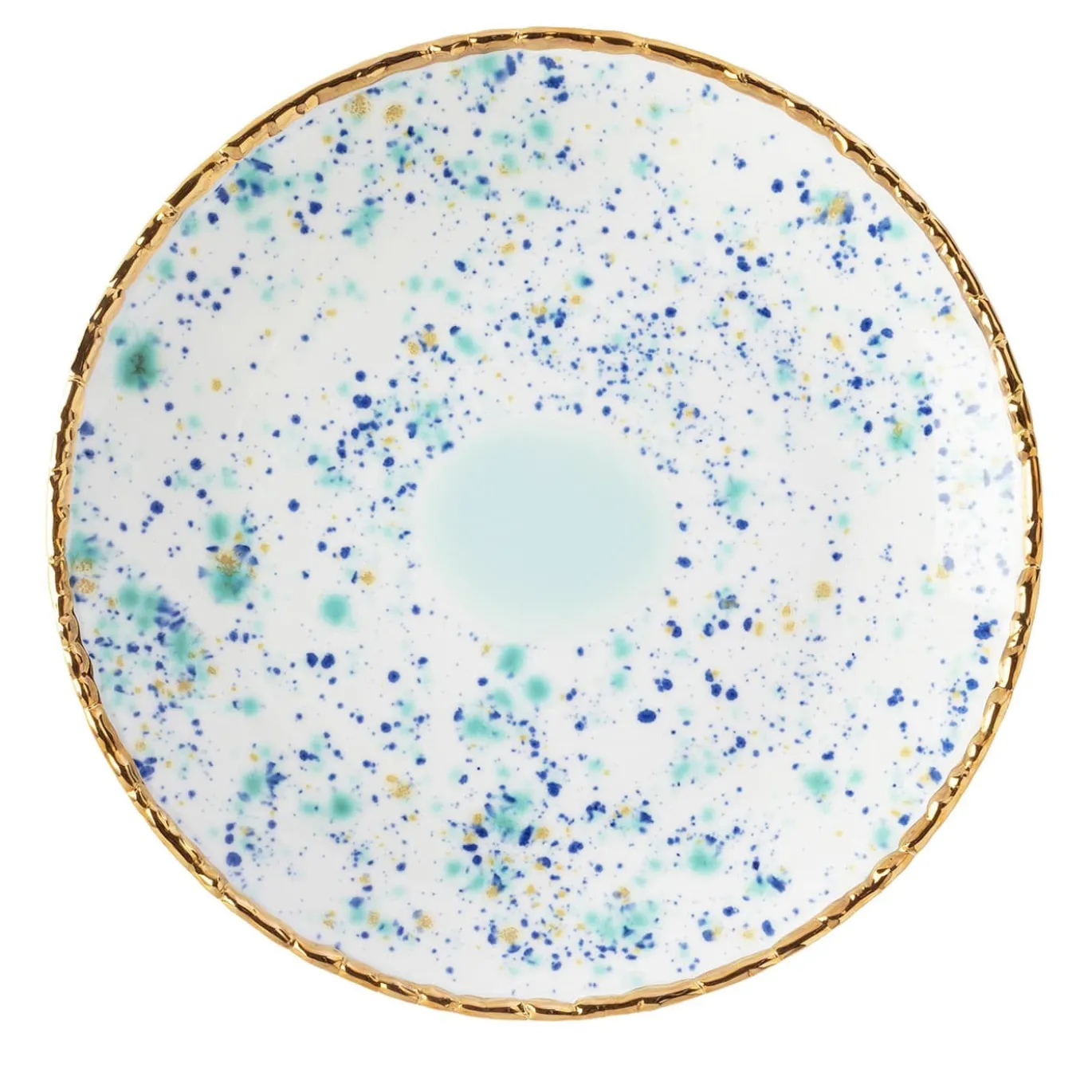 Set di 2 piatti da dessert in marmo blu turchese con bordo screziato