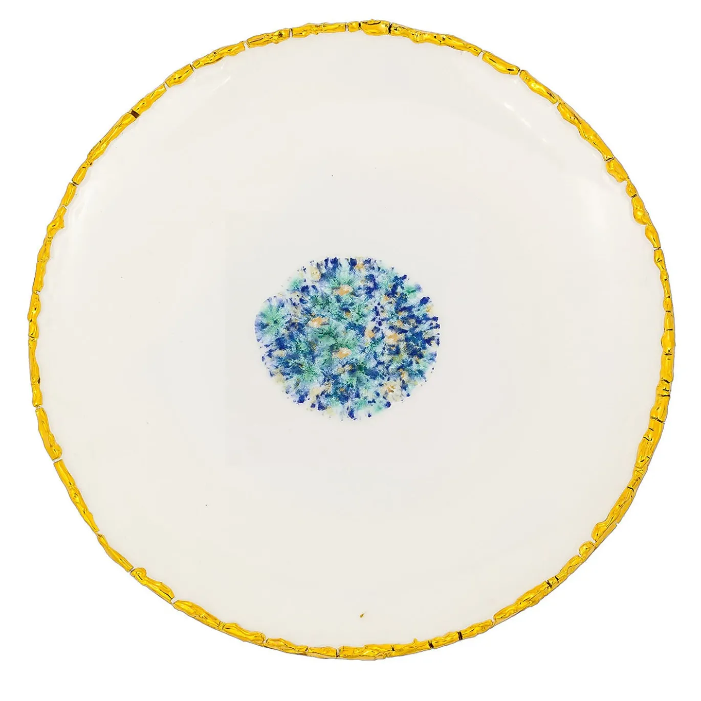 Set di 2 piatti da dessert in marmo blu e bianco con bordo screziato