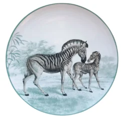 Set di 2 piatti da dessert in porcellana Zebra Menagerie Ottomane