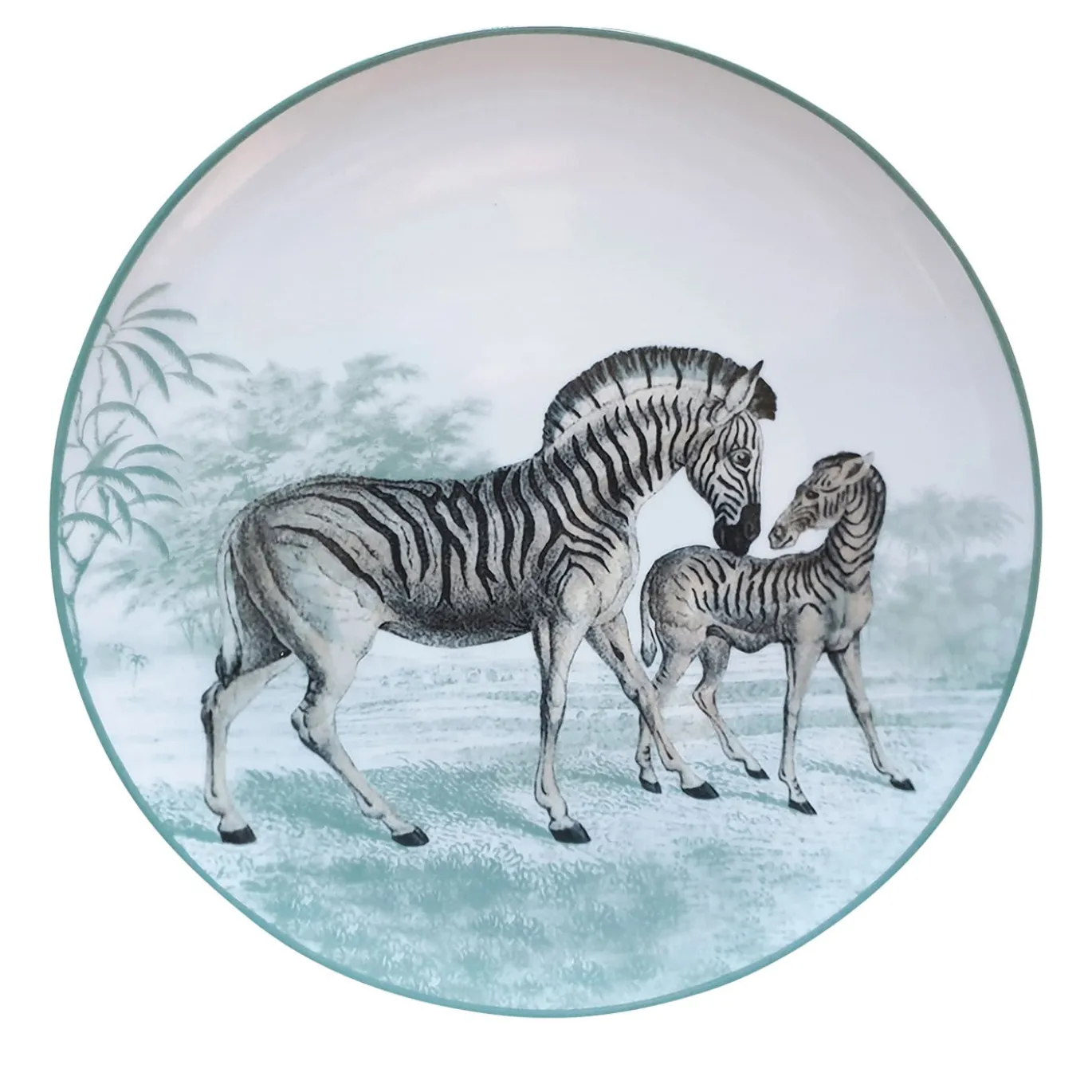 Set di 2 piatti da dessert in porcellana Zebra Menagerie Ottomane