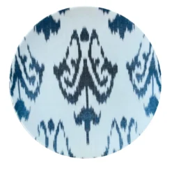 Set di 6 piatti da dessert in porcellana Ikat blu e bianca