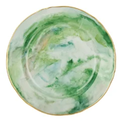 Set di 6 Piatti da dessert Malachite in porcellana e oro realizzati a mano