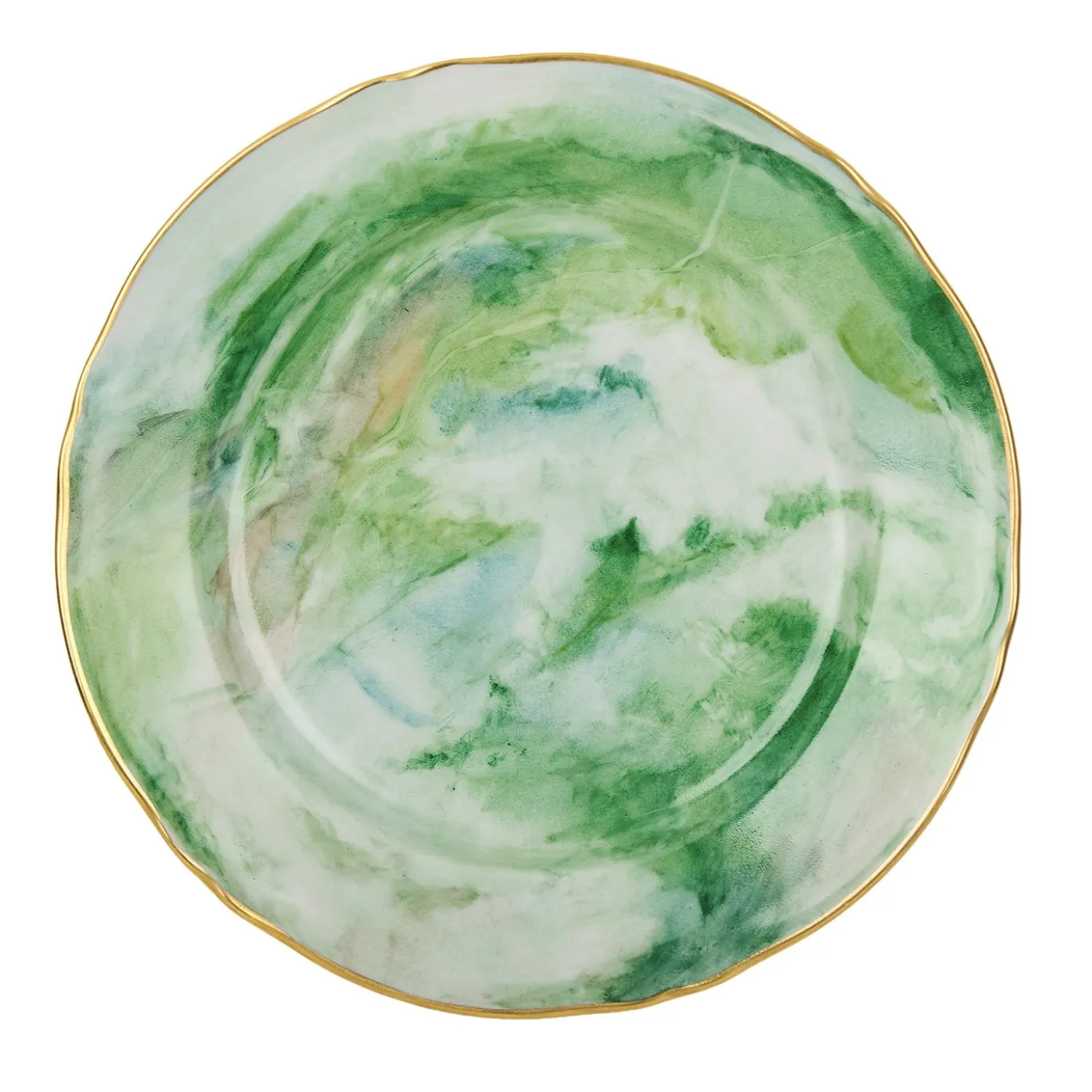 Set di 6 Piatti da dessert Malachite in porcellana e oro realizzati a mano