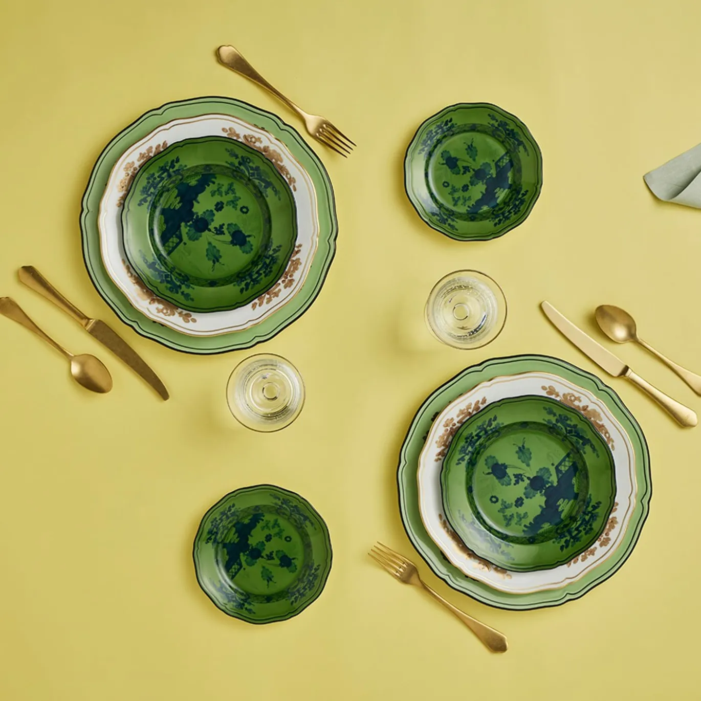 Set di 6 Piatti da Dessert Oriente Italiano Malachite in Porcellana Verde