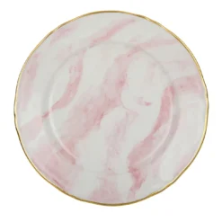 Set di 6 piatti da dessert Rosa Nuvola in porcellana e oro realizzati a mano