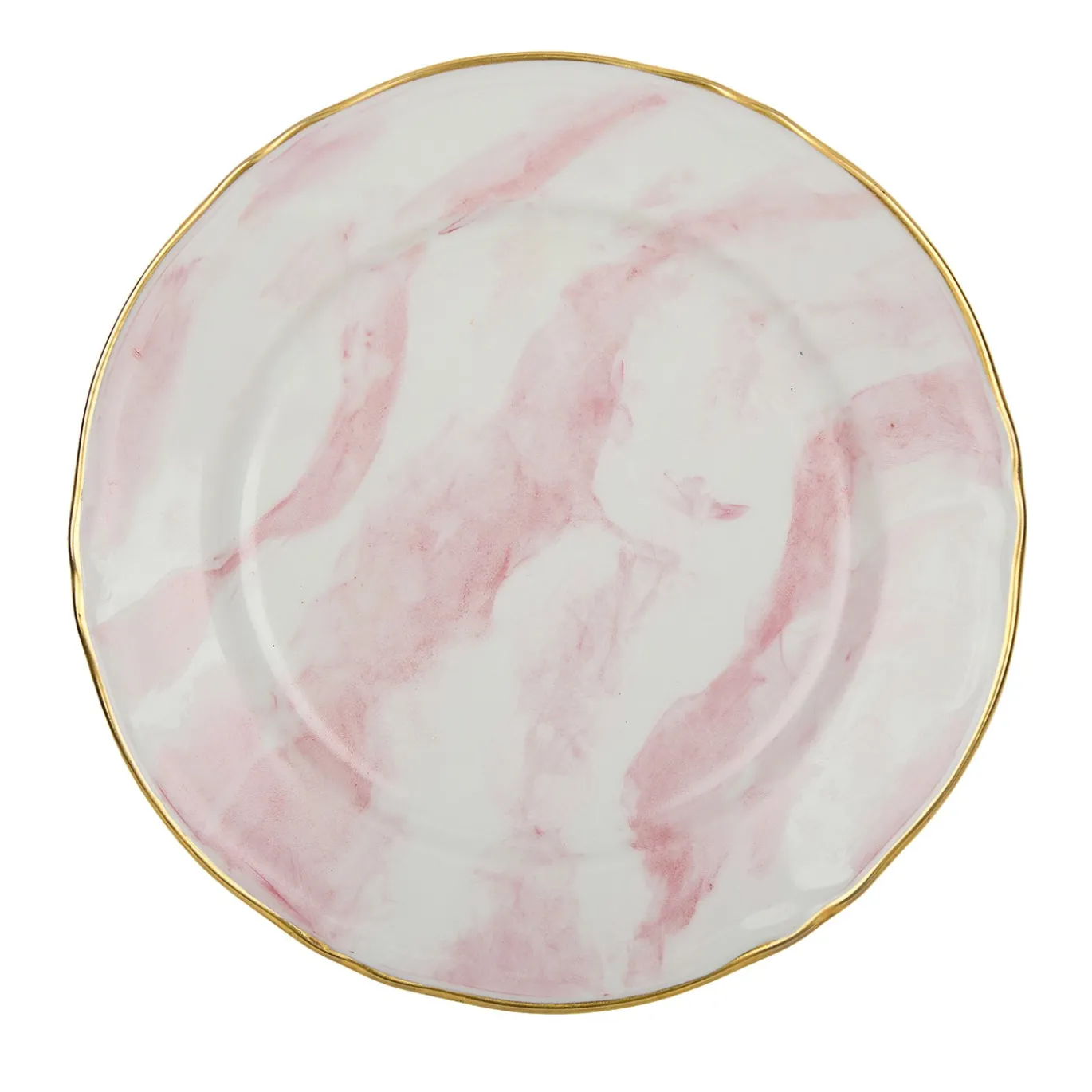 Set di 6 piatti da dessert Rosa Nuvola in porcellana e oro realizzati a mano