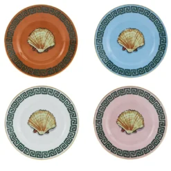 Set di 4 Piatti da Pane Il Viaggio di Nettuno in Porcellana di Luke Edward Hall