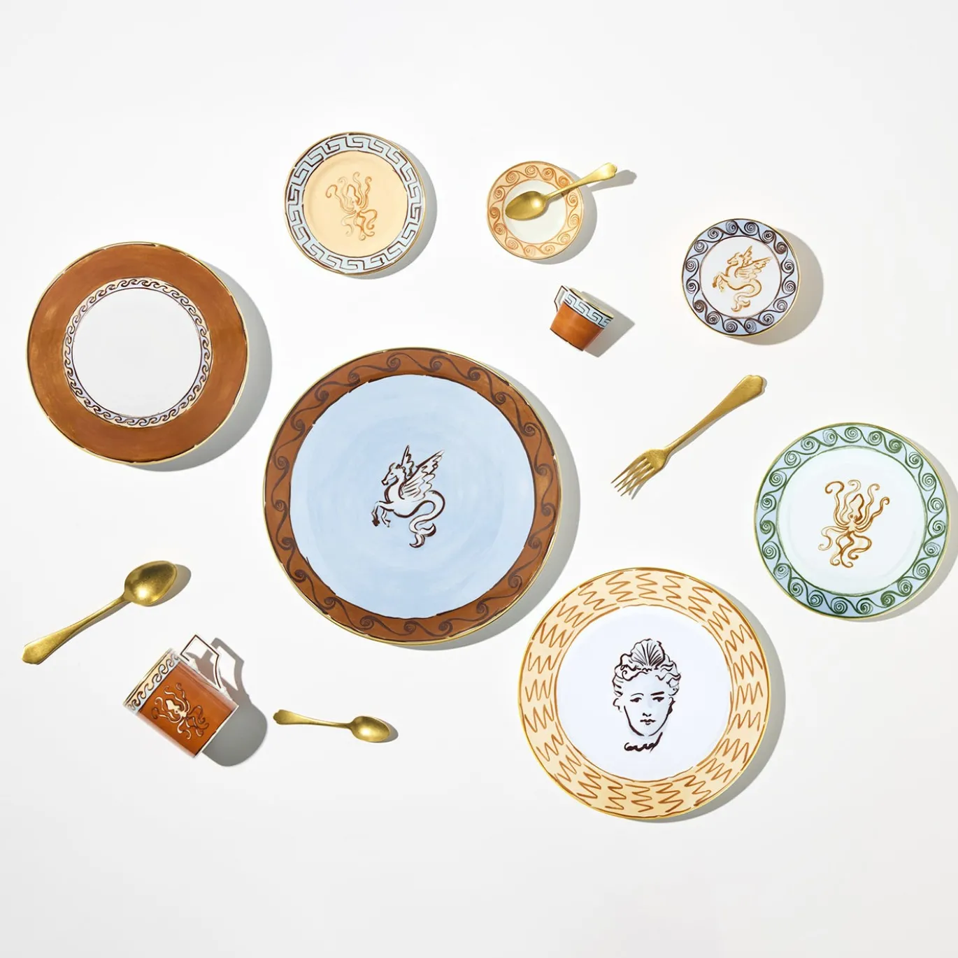 Set di 6 piatti da pane in terracotta Il viaggio di Nettuno