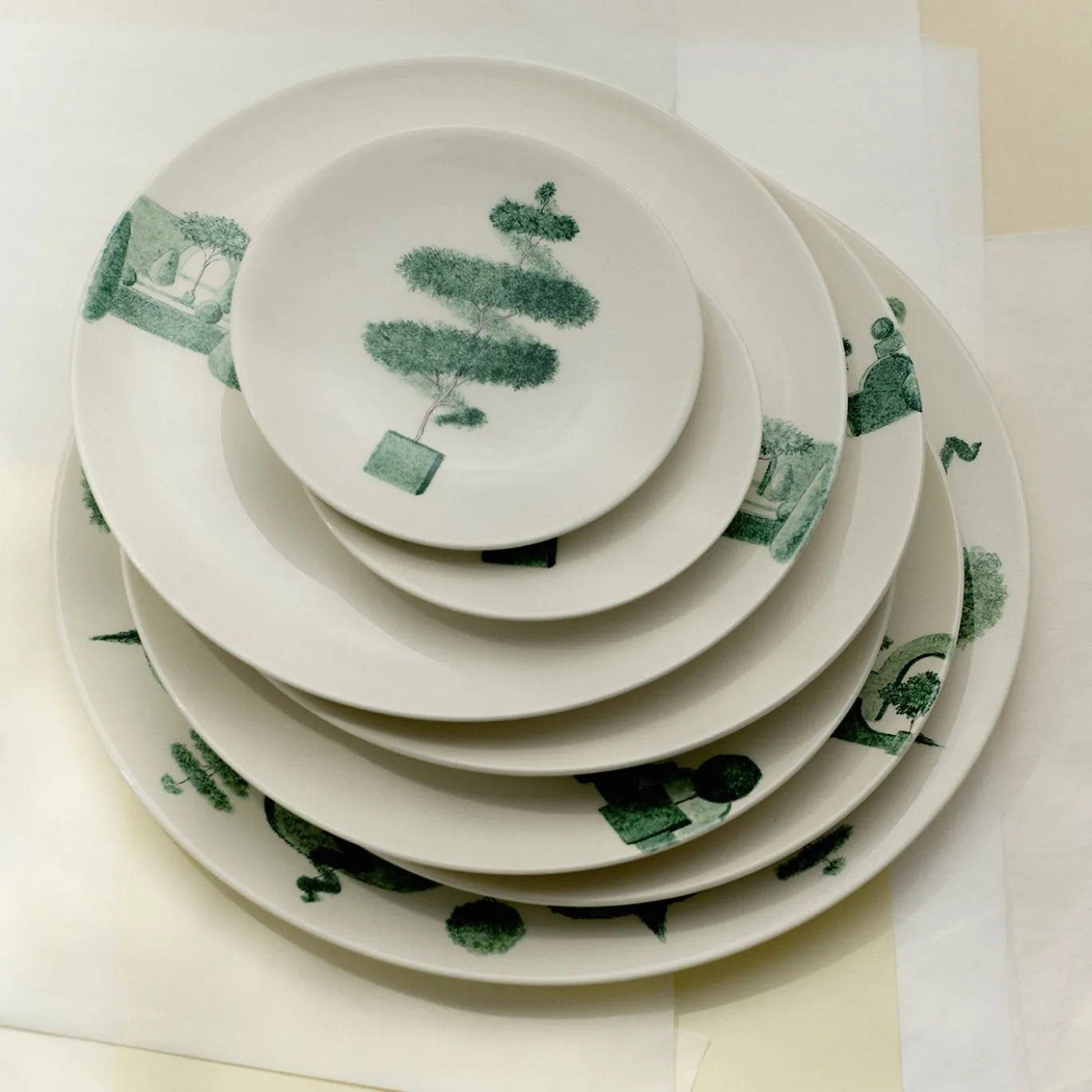 Set di 4 Piatti da Pane Jardin à l'Italienne in Ceramica Verde