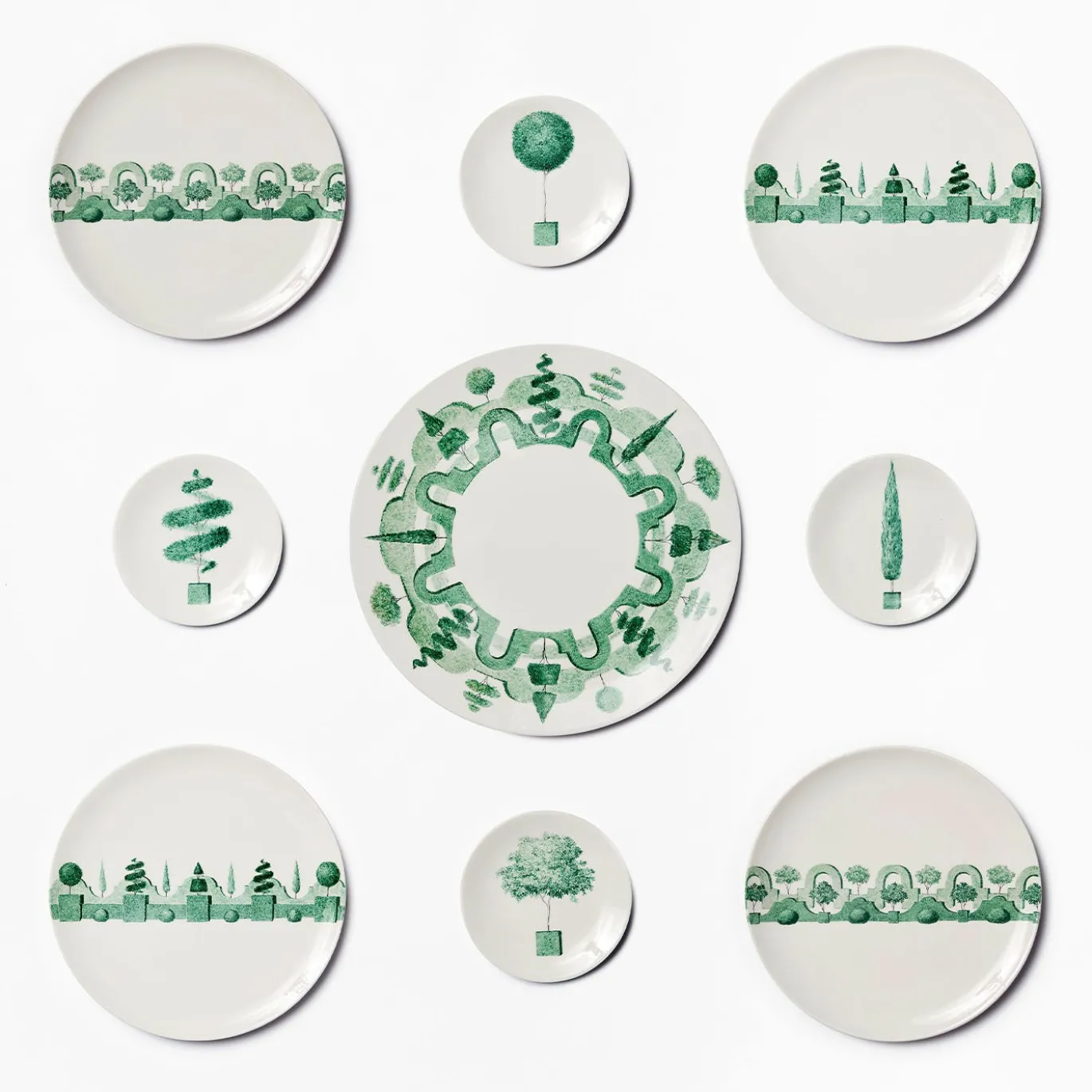 Set di 4 Piatti da Pane Jardin à l'Italienne in Ceramica Verde