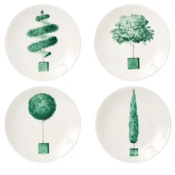 Set di 4 Piatti da Pane Jardin à l'Italienne in Ceramica Verde
