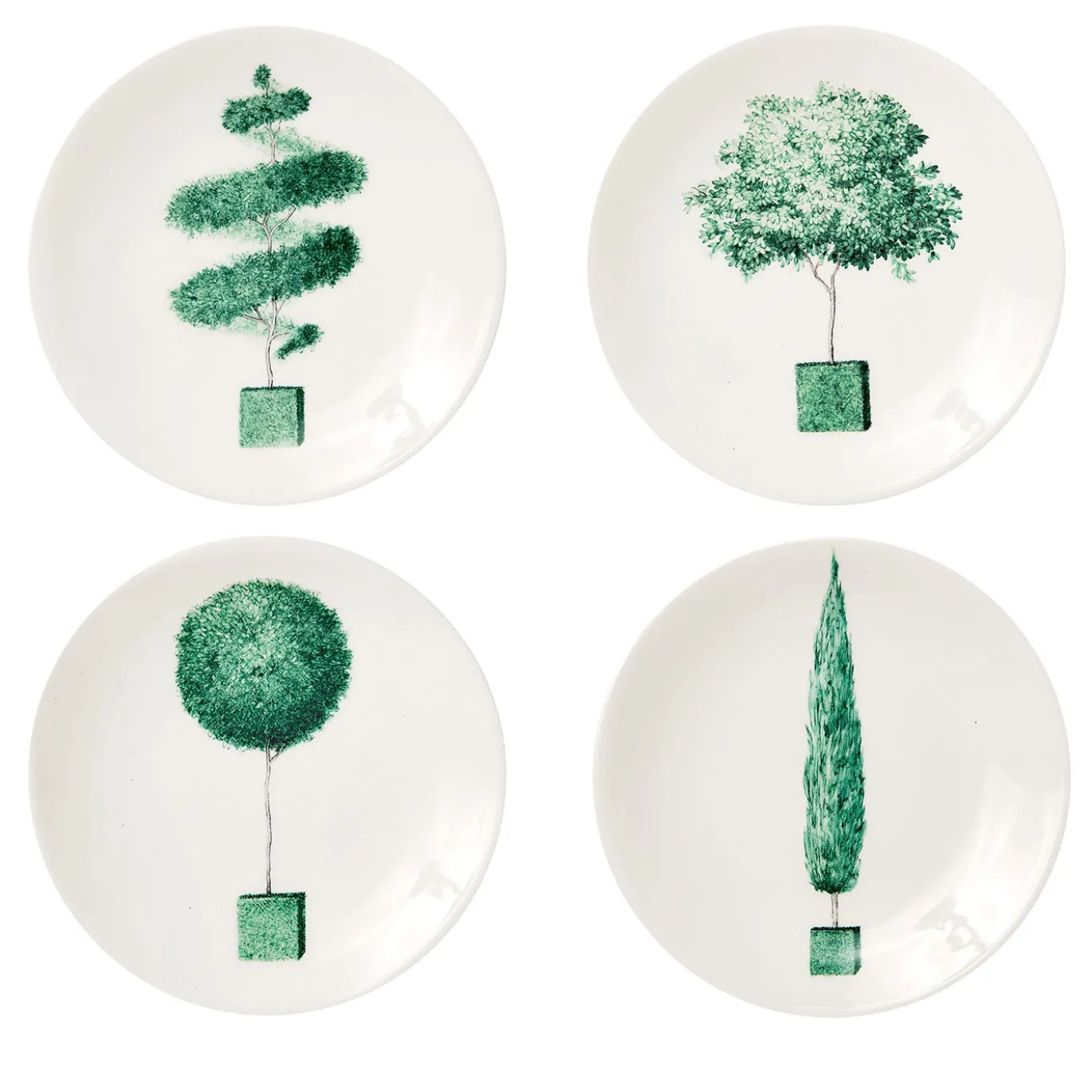 Set di 4 Piatti da Pane Jardin à l'Italienne in Ceramica Verde