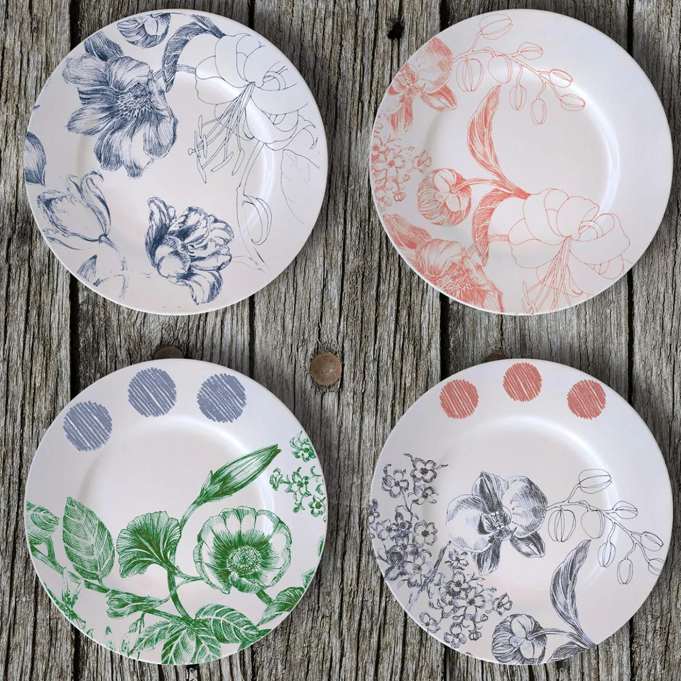 Set di 2 piatti da pane Maria Antonietta blu