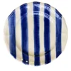 Set di 4 piatti da portata in ceramica dipinti a mano con strisce blu