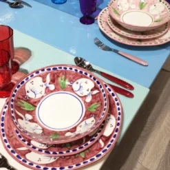 Set di 6 piatti da portata rotondi in prugna Poseidon 38cm