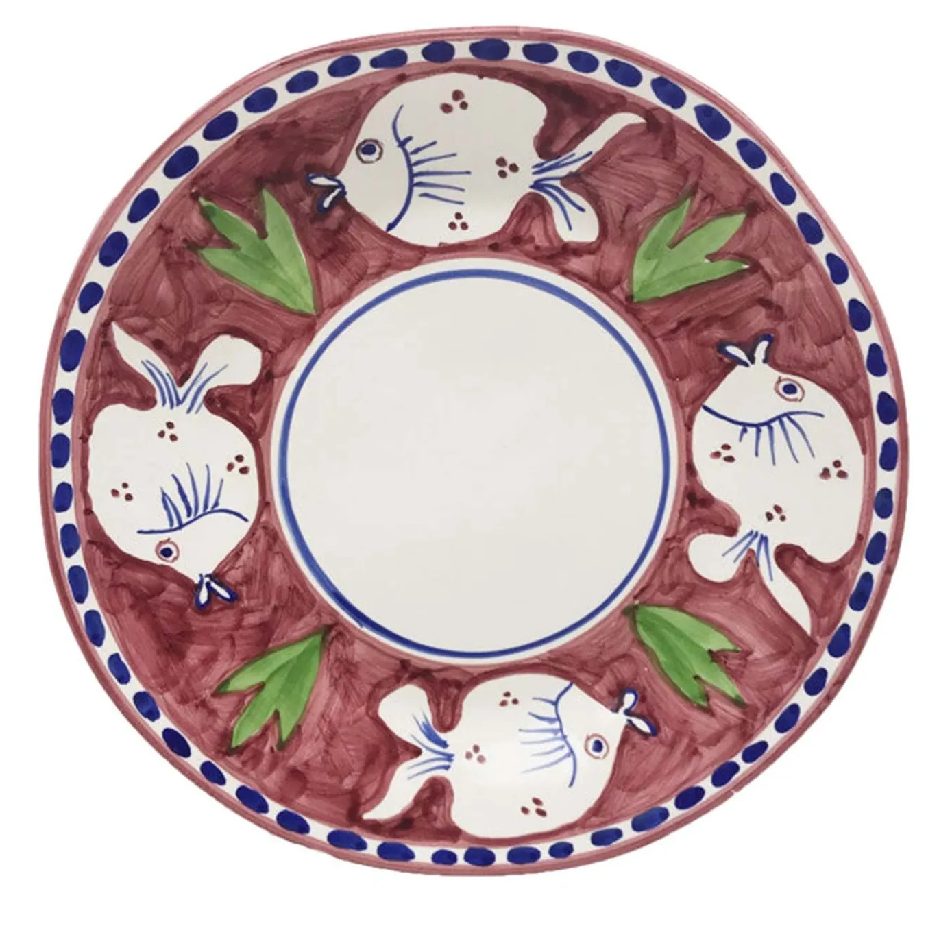 Set di 6 piatti da portata rotondi in prugna Poseidon 38cm