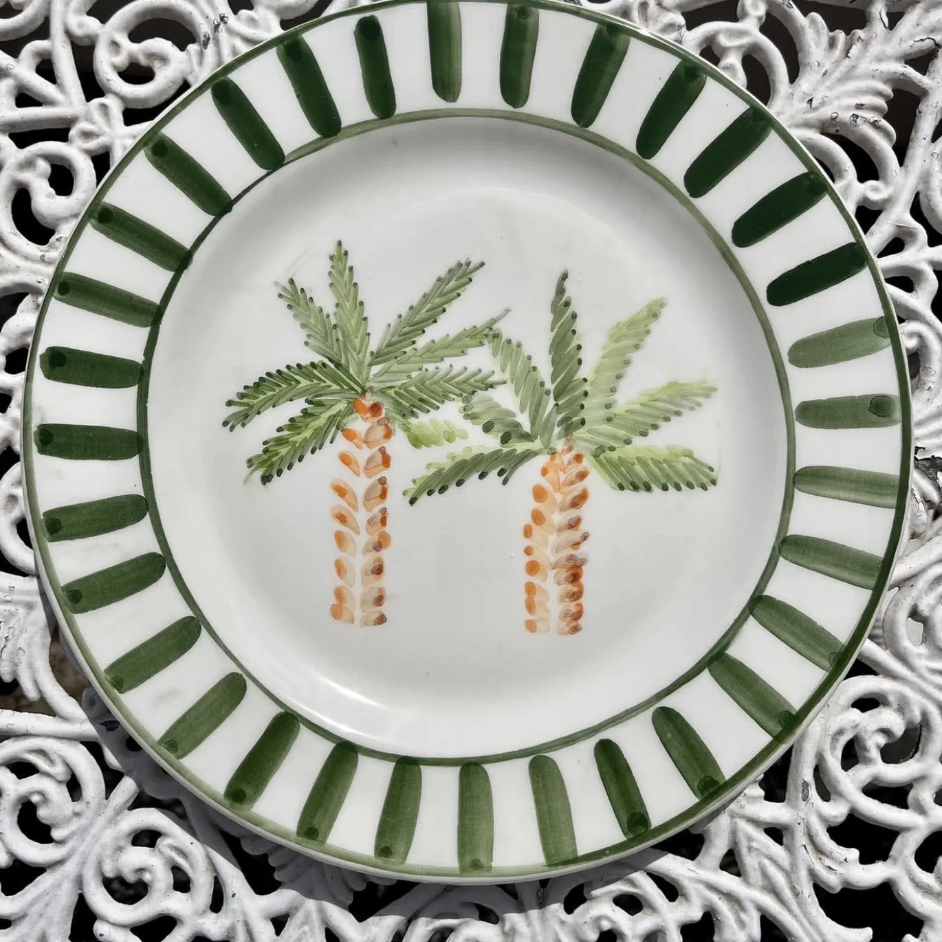 Set di 6 piatti da pranzo in ceramica con palme di Marrakech