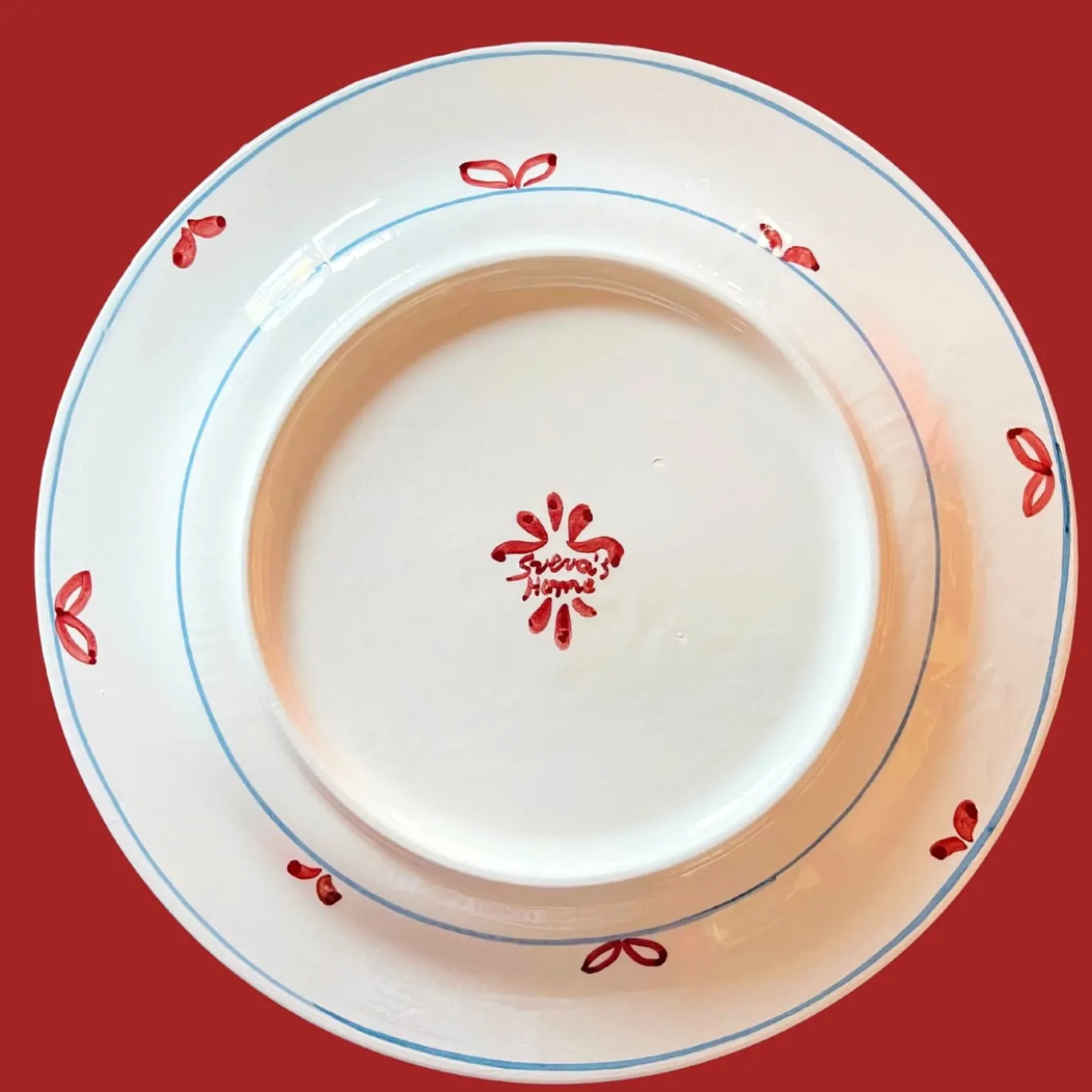 Set di 12 piatti da pranzo in ceramica rossa