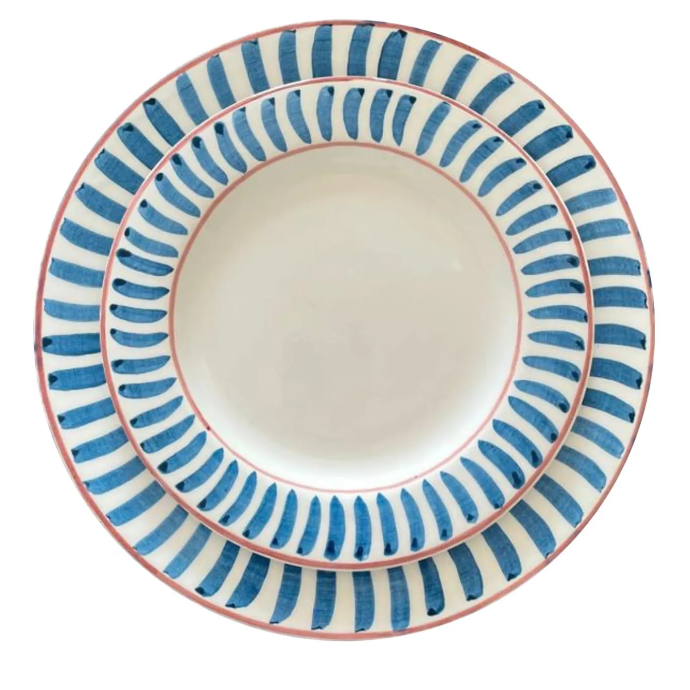 Set di 12 piatti da pranzo in ceramica blu