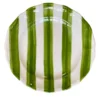 Set di 4 piatti da pranzo in ceramica dipinti a mano con strisce verdi