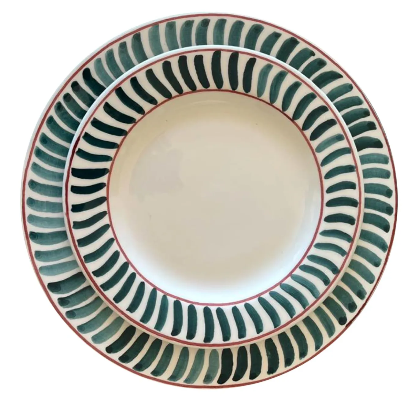 Set di 12 piatti da pranzo in ceramica verde smeraldo