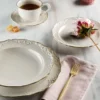 Set di 2 piatti da zuppa bianchi e dorati Irene