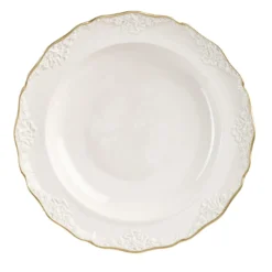 Set di 2 piatti da zuppa bianchi e dorati Irene