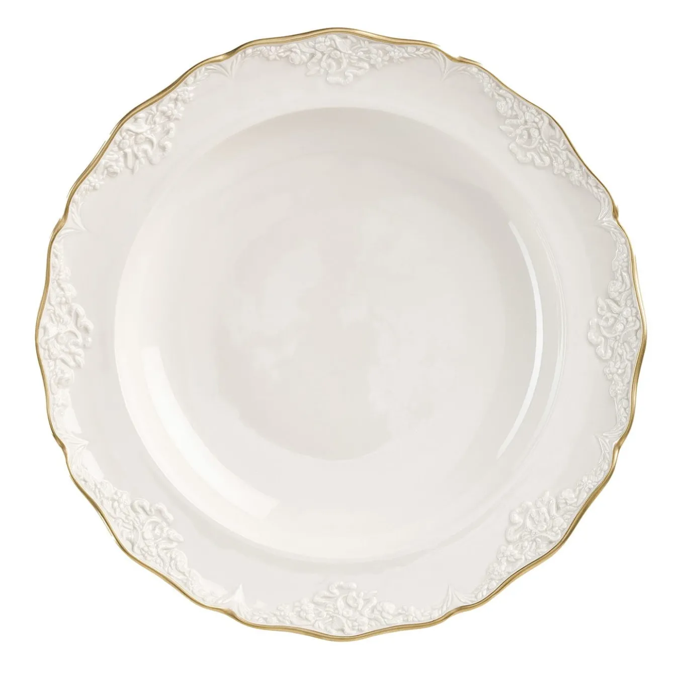 Set di 2 piatti da zuppa bianchi e dorati Irene