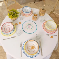 Set di 4 Piatti da Zuppa in Ceramica Rossa Luminaria