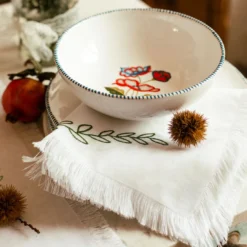 Set di 4 piatti da zuppa in ceramica Gioia rossi e blu