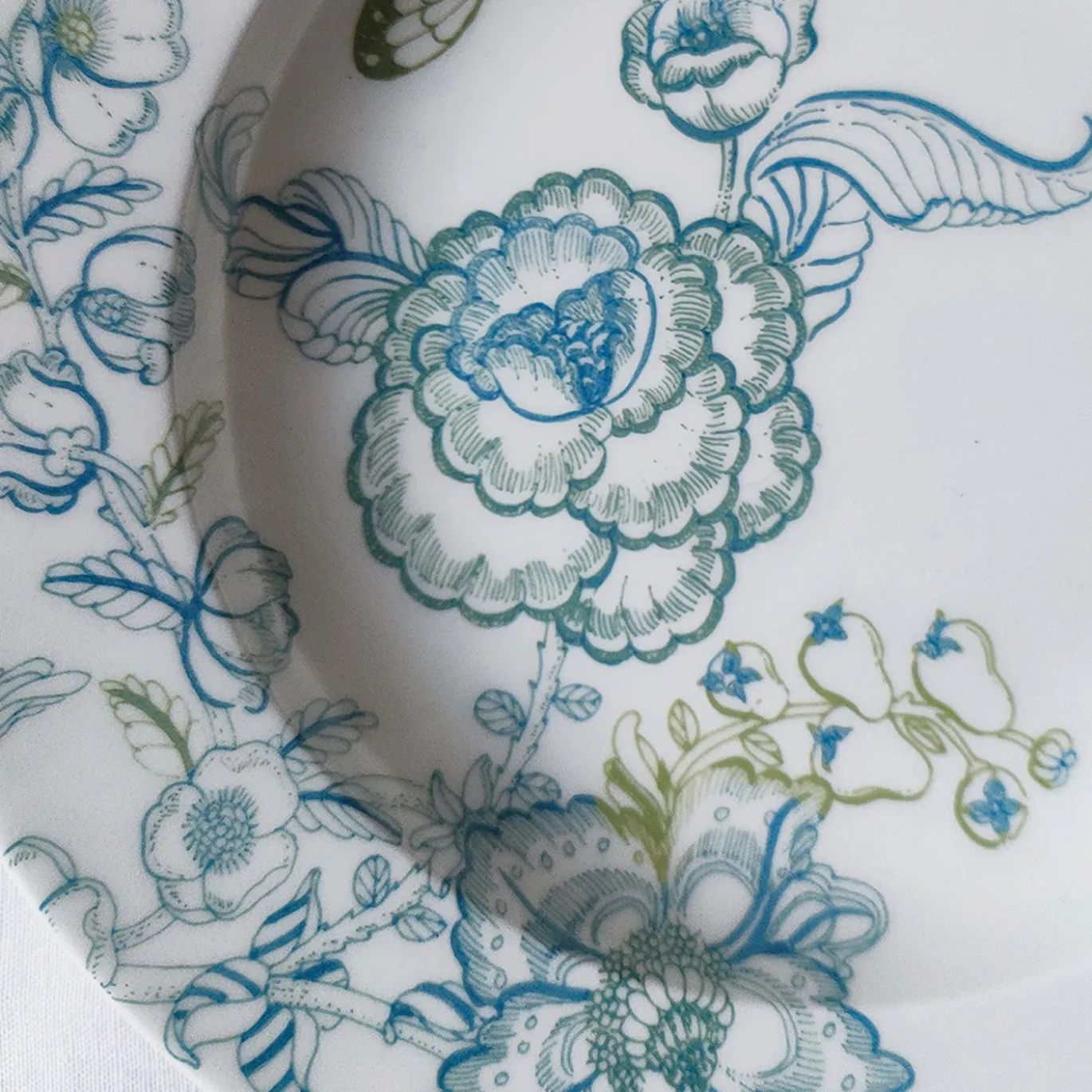 Set di 2 piatti da zuppa in porcellana Florian blu chiaro e verde