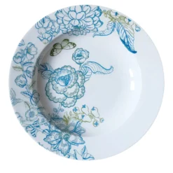 Set di 2 piatti da zuppa in porcellana Florian blu chiaro e verde